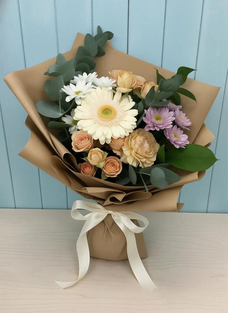 Букет цветов из: Герберы и Хризантемы в Рождествено