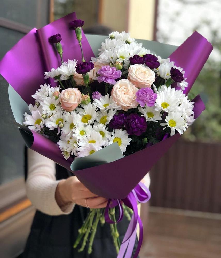 Букет цветов из: Хризантемы, Гвоздики и Розы в Рождествено