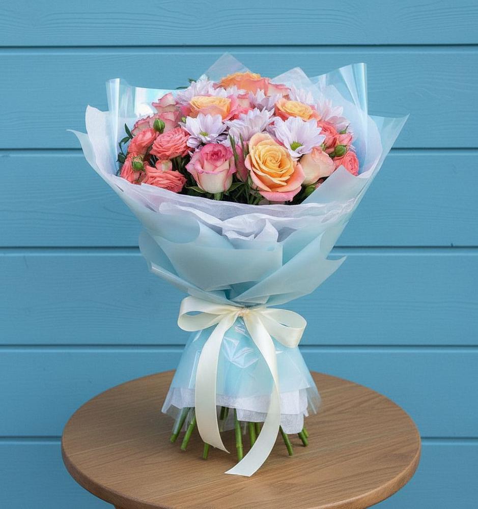 Букет цветов из: Хризантемы и Розы в Рождествено