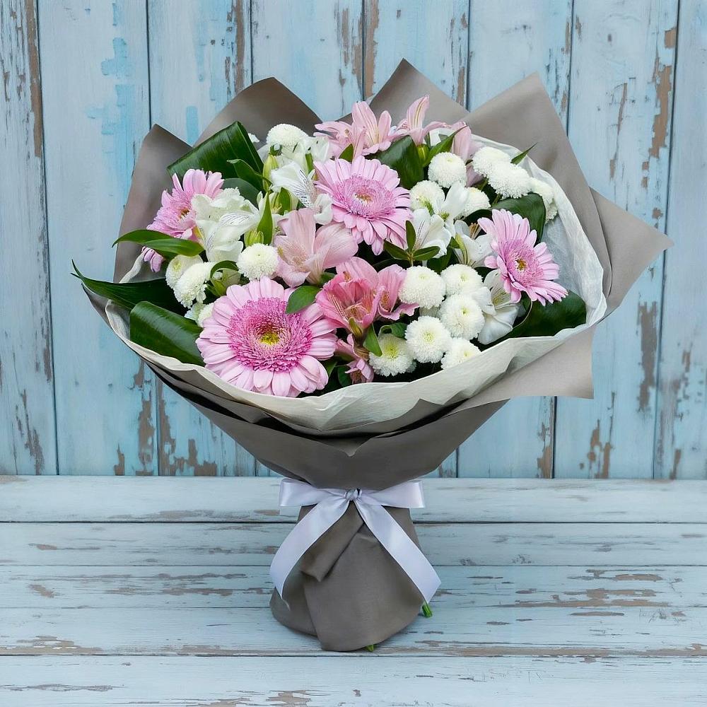 Букет цветов из: Герберы, Альстромерии и Хризантемы в Рождествено